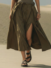 Olive Lightweight Sleeveless Split Maxi Dress