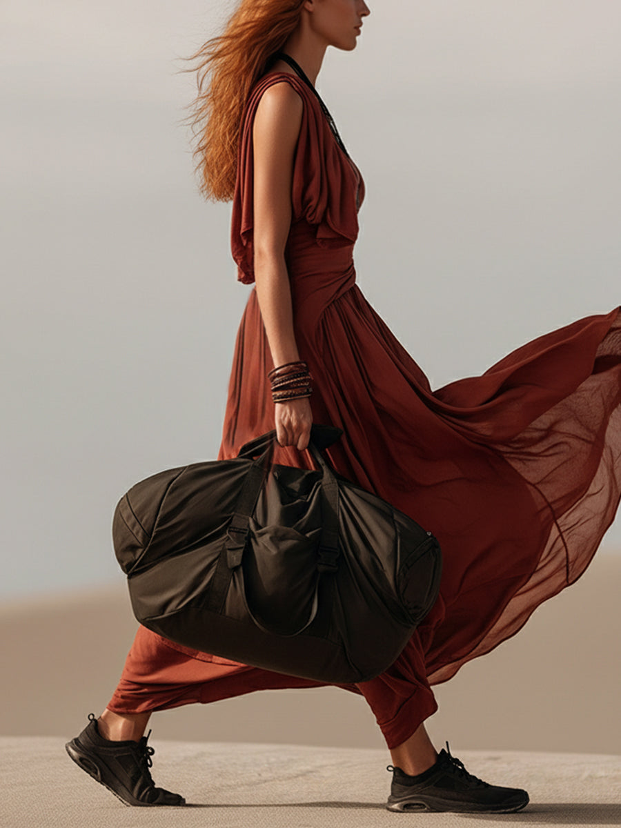 Effortless Rust Red Spaghetti Strap Maxi Dress