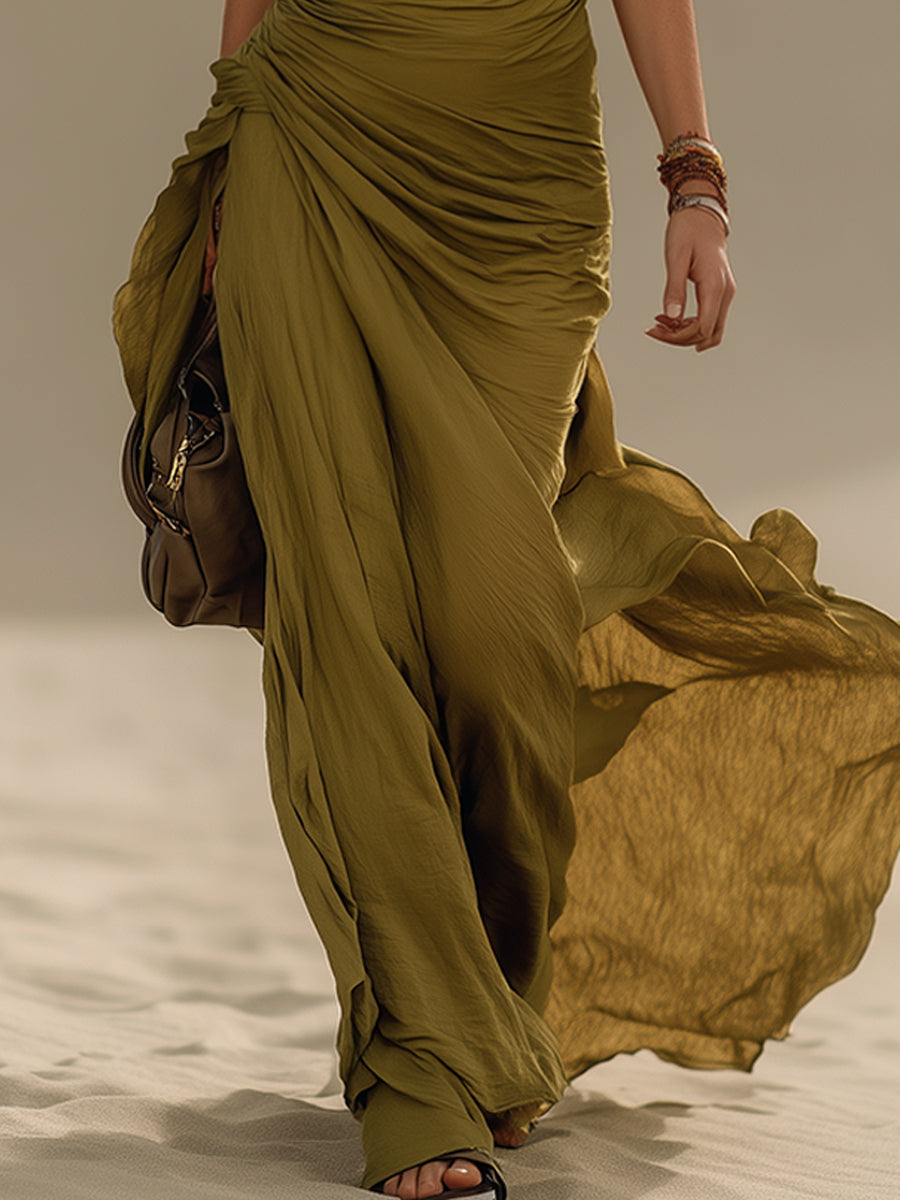 Green Deep V-Neck Sleeveless Bodycon Dress