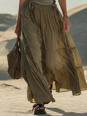 Sage Green Sleeveless Smocked Waist Maxi Dress