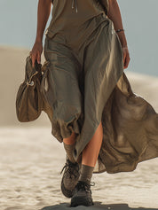 Green Sleeveless Loose Maxi Dress
