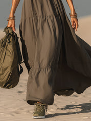 Gray Sleeveless Outdoor Maxi Dress