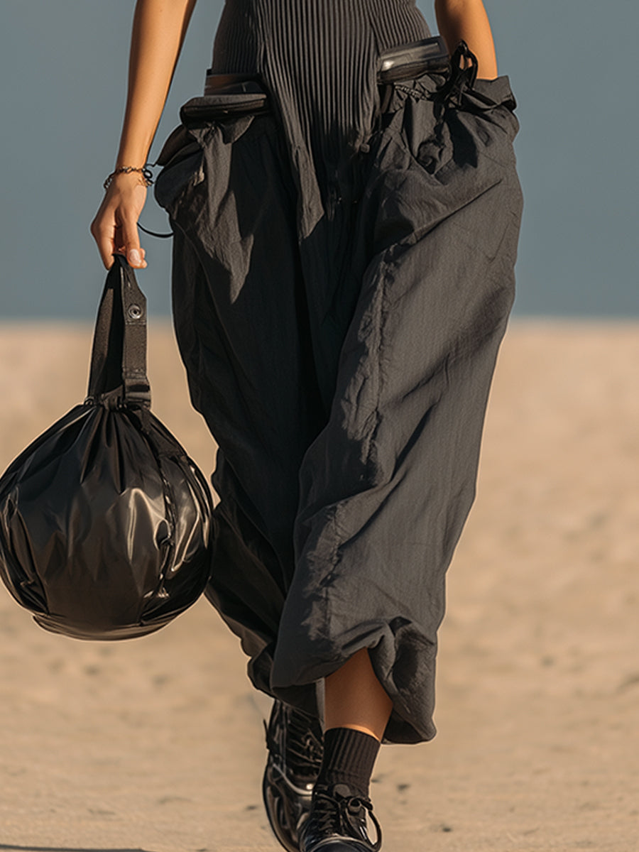 Dark Gray Knit Spaghetti Straps Loose Maxi Dress