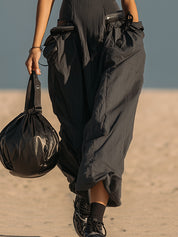 Dark Gray Knit Spaghetti Straps Loose Maxi Dress