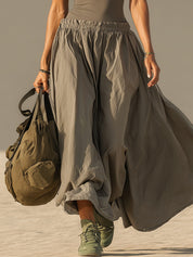 Gray Fitted Bodice Flared Sleeveless Maxi Dress