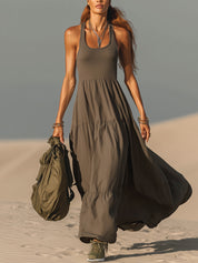 Gray Sleeveless Outdoor Maxi Dress