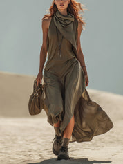 Green Sleeveless Loose Maxi Dress