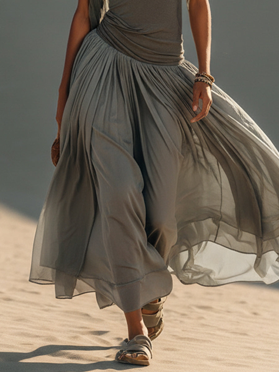 Gray Breeze Asymmetrical Maxi Dress